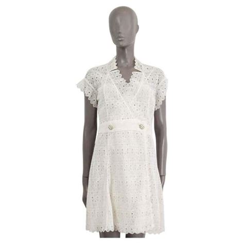 chanel crochet dress|white chanel print mini dress.